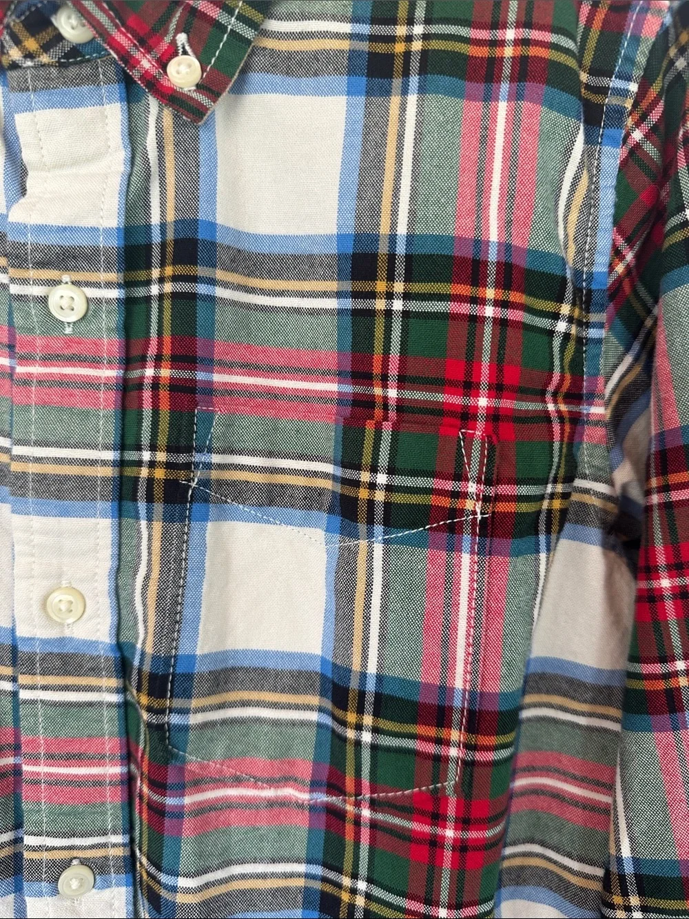 GAP Classic Plaid Long-Sleeve Shirt - Red & Green Boys 10